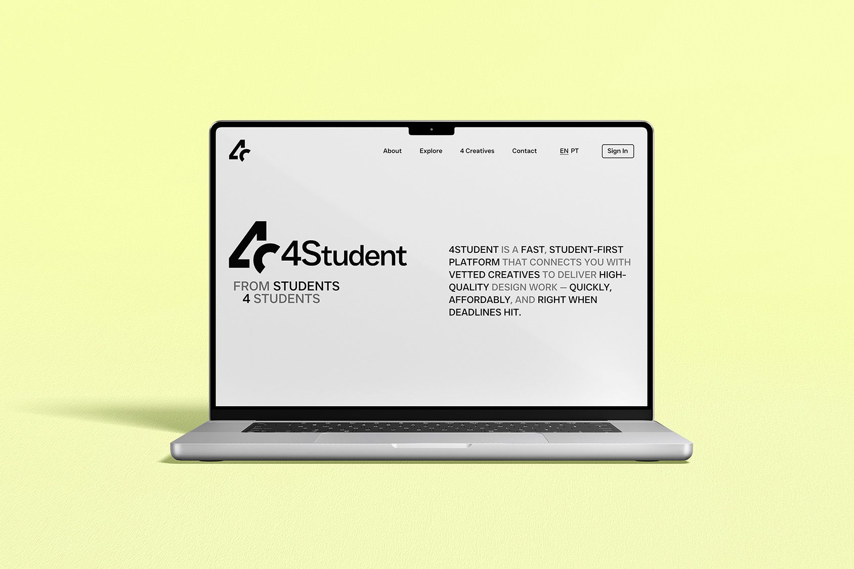 4Student website on a laptop
